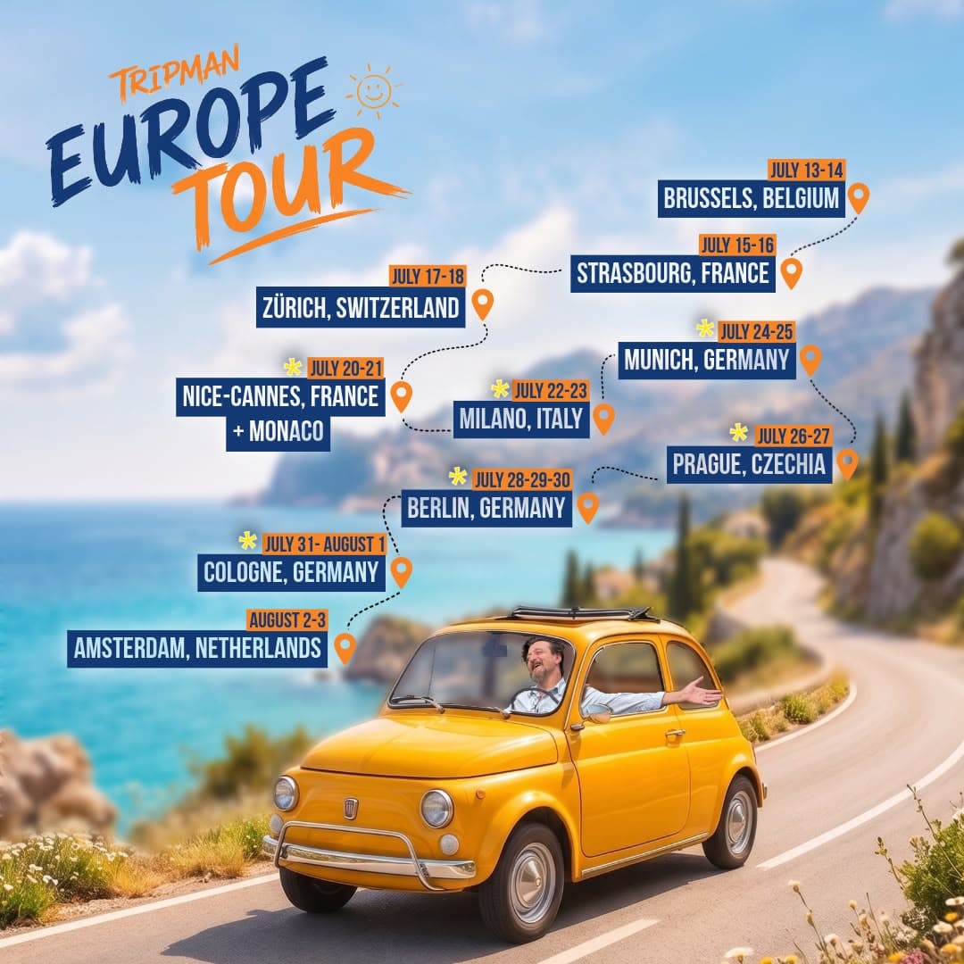 Tripman Europe Tour 2026 route map